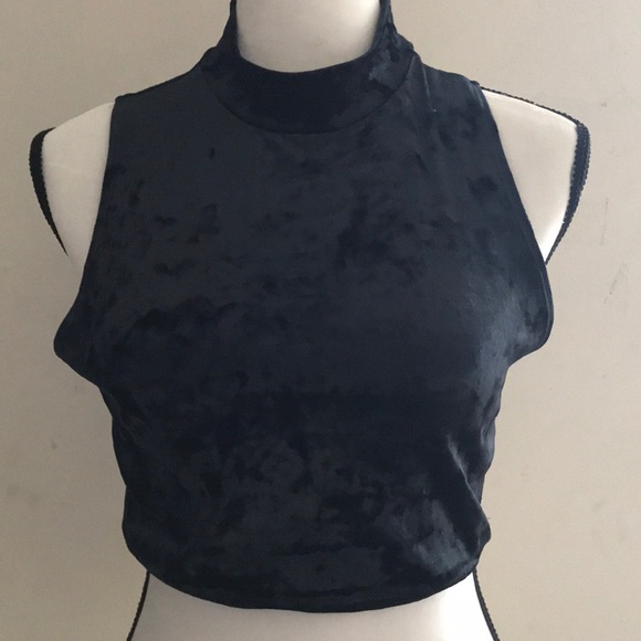 F21 | black velvet crop top - size large - Picture 5 of 5